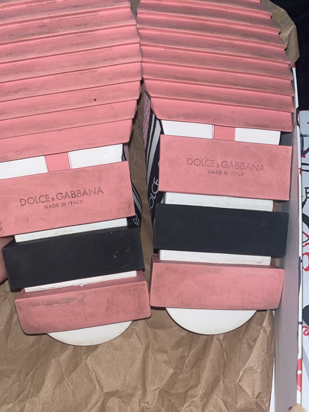 Dolce & Gabbana Pink & Black Logo Slip-On Sneakers for Women - Picture 6 of 11